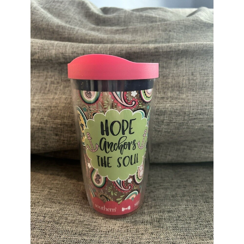 Tervis Tumbler x Simply Southern Hope Anchors The Soul Paisley 16oz Pink…